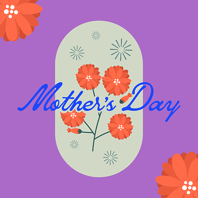Mother's Day illustration logo luminaire font marigolds purple script type vector