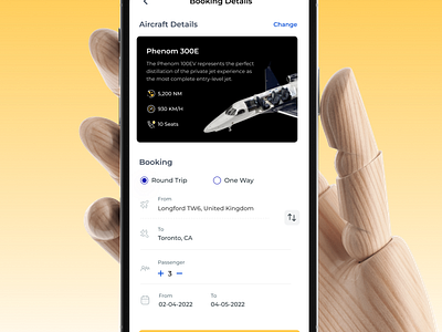 Private Jet Booking Details Screen - Traveler Mobile App Design. adobe xd app app design booking booking detail design booking form desiign bookingform design design figma form design ios app ios app design mobile app mobile app design private jet booking app travelling app ui uiux user interface design visual design