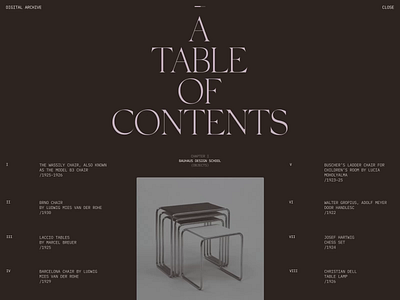 Digital Archive: A table of contents grid promo synchronized ui ux video web website zhenyary