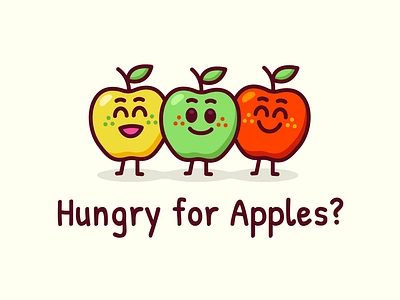 Hungry for apples? apple apples branding cartoon character children digital flat food fruits funny happy illustration kawaii kids logo mascot outline rick and morty vector