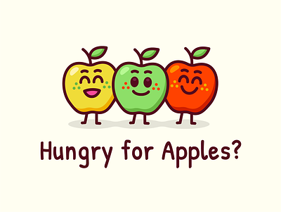 Hungry for apples? apple apples branding cartoon character children digital flat food fruits funny happy illustration kawaii kids logo mascot outline rick and morty vector