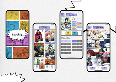 Manga reader mobile app (Unity) adobe app design figma illustration mobile app mobile design ui unity ux