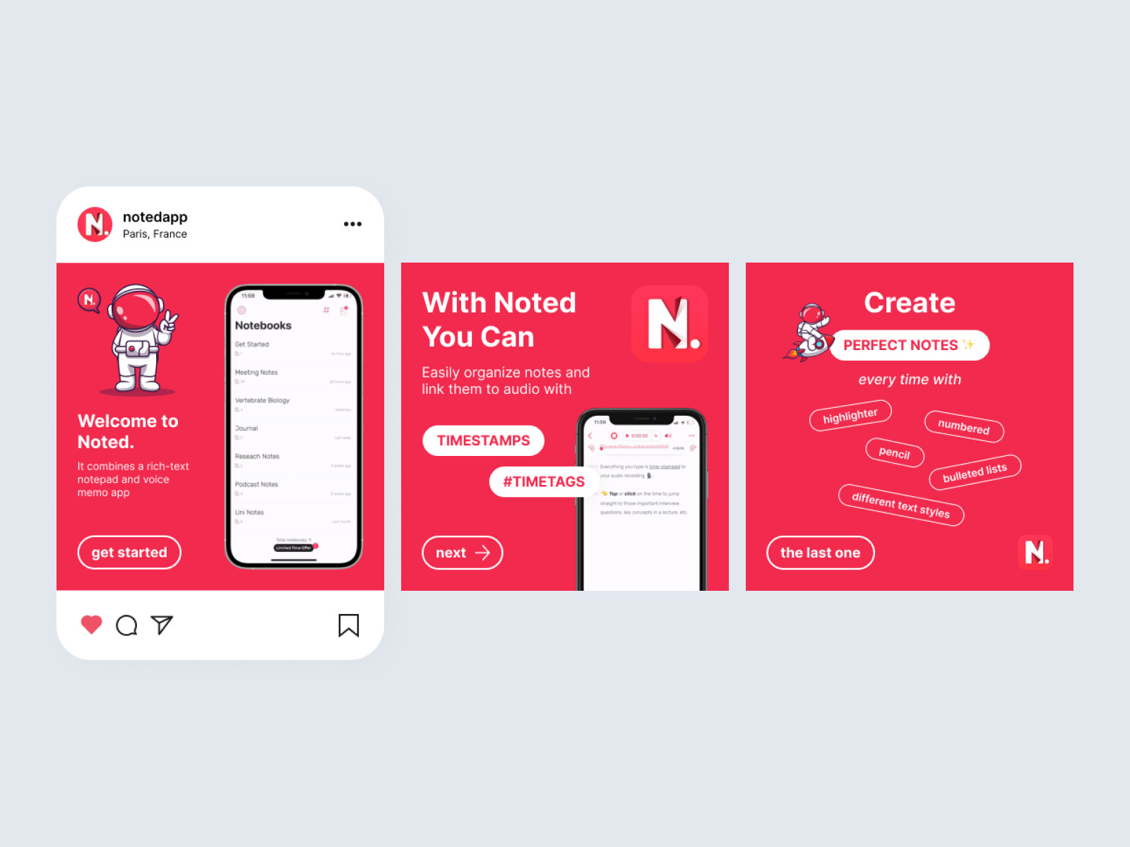 Instagram Stories & Google ADs for Notedapp ad ads banners google google ads instagram instagram post instagram stories marketing design poster design social media ads social media design target templates ui user interface