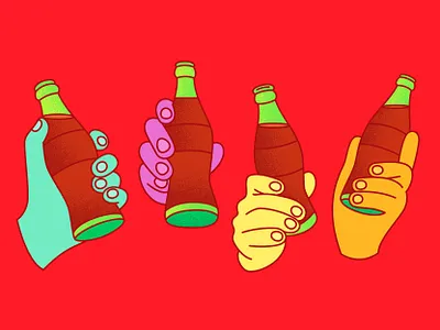 Coke bevereage bottle brand chris rooney coca cola coke corporation drink hand hold illustration international pop share soda soft drink stipple