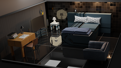 3D Bedroom Design - Blender 3d 3dsnimstion blender designing graphic design illustration maya maya3d ui uiux