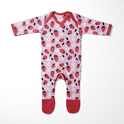 playful patterns for children apparel apparel children flowers kids pattern pink playful red strawberries surface design