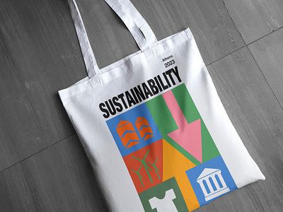 Sustainability-Shopping Bag design grocery bag illustration multi color shopping bag sustainability typography