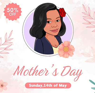 50% Special Mother's Day Offer 50% 50off cartoon portrait mother cartoonchaarcter cartoonportrait character dicount discount etsymothersday fiverrmothersday icartoonall mother mother day cartoon mothersday mothersdaycartoon portrait promocode