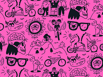 Bike Shop 🦴 art bike bikes bikeshop character design doodle drawing illustration pattern skull texture vector