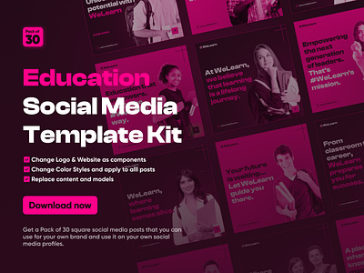 WeLearn - Education Social Media Template Kit education posts instagram posts social media posts social media template template kit