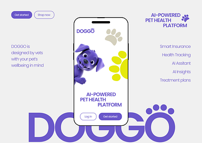 DOGGO: AI-powered pet health mobile app 3d ai ai assistant app assistant branding chat dashboard design gpt health logo midjourney pet pet health ui ux