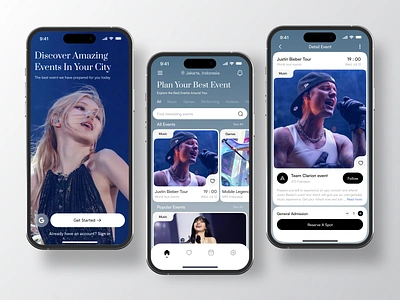 Evonts - Event Mobile App artist booking clean concert design event event app event mobile app events festival gradien mobile mobile app modern music party schedule ticket ui venue