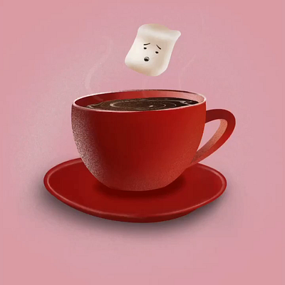 Marshmallow Hot chocolate☕️ 3d animation choclate coffee design digitalart hot illustration marshmellow pink procreate red sweet