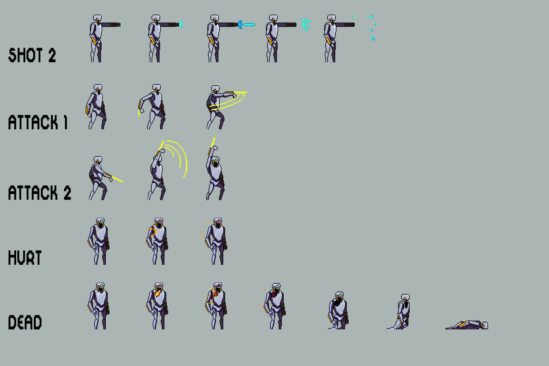 Free Robot Pixel Art Sprite Sheets By 2d Game Assets On Dribbble