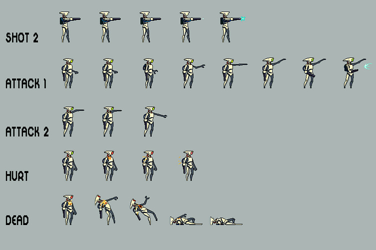 Free Robot Pixel Art Sprite Sheets by 2D Game Assets on Dribbble