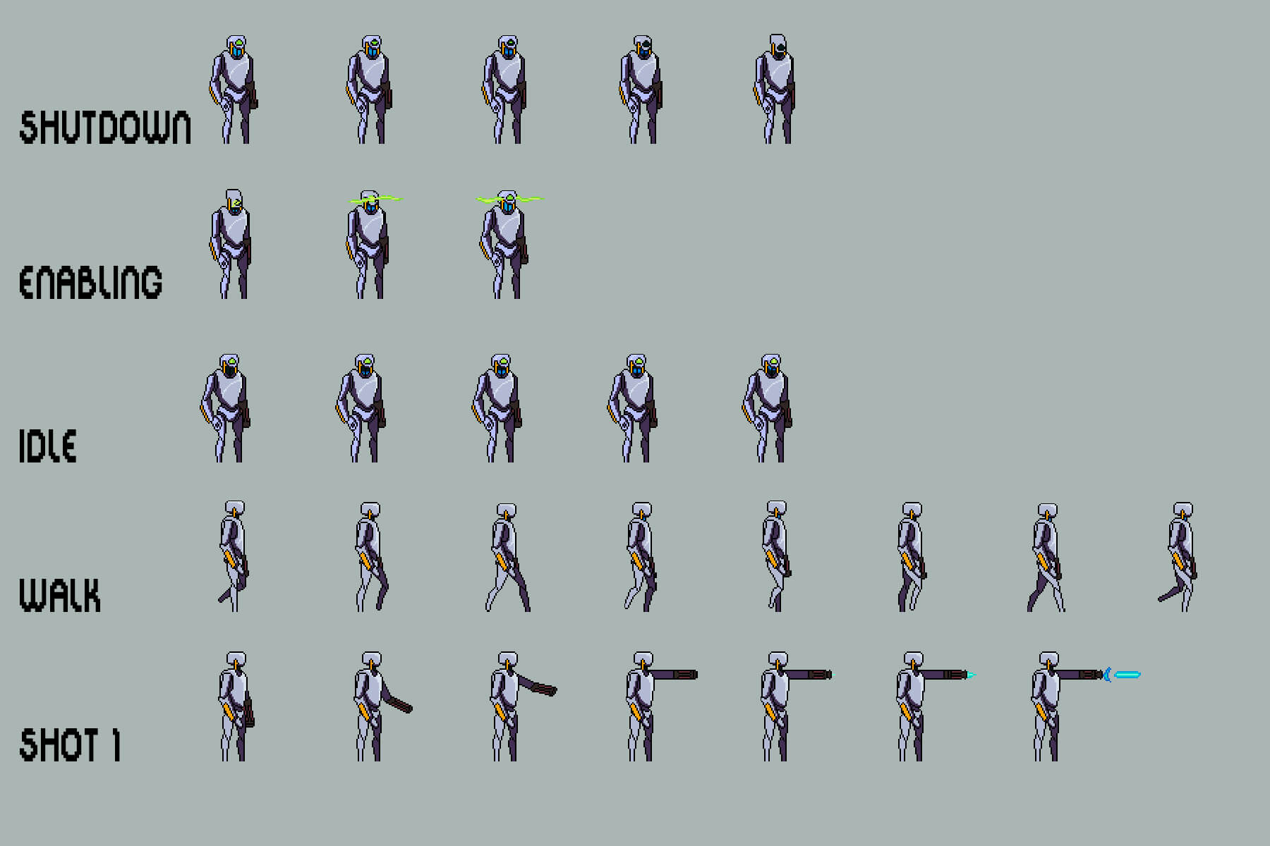 Free Robot Pixel Art Sprite Sheets by 2D Game Assets on Dribbble