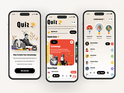 Quiz - Mobile App answer app design ask brain brainstorm game head mind mobile play poll question questionnaire quiz quiz app quizzes think trivia ui ux
