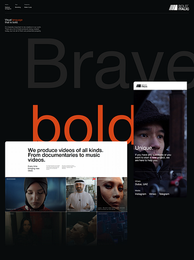 Bold-Italic | Bold videos branding design illustration logo production site typography ui ux video web website