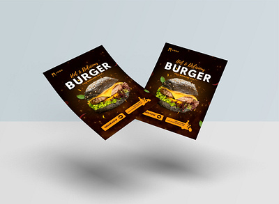 Orange Modern Hot And Delicious Burger Flyer app branding design flyer design graphic design illustration logo ui ux vector