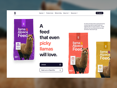 Hero section for an Alpaca feed #WIP branding design mockup packaging typography web design