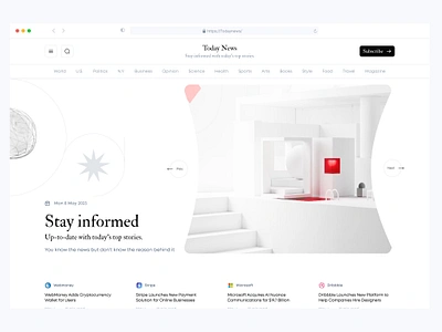 News Today - Hero Section article clean feed hero hero section heroes home page landing page design landingpage news newsfeed newsletter newspaper ui ui design ux web web design website website design