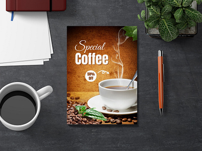 Brown Minimalist Coffee Shop (Flyer) app branding design flyer design graphic design illustration logo ui ux vector