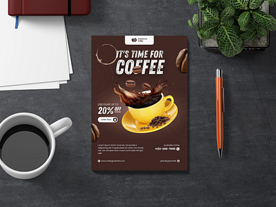 Brown Yellow Modern Coffee Shop Special Promo Flyer. app branding design flyer design graphic design illustration logo ui ux vector
