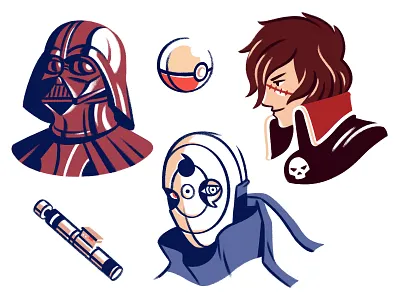 Nerdy stuff for friends character design fan art harlock illustration naruto star wars