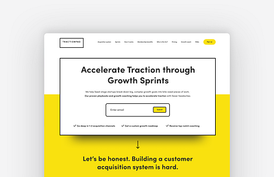 TractionPad black branding cards contrast design digital design graphic design landing page logo long scroll minimal minimalistic typography ui ux website yellow