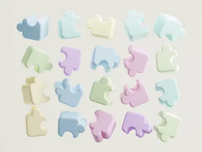 Puzzle! 3d 3d art animation motion graphics pastel puzzle