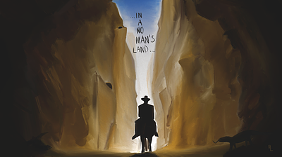 In a no man's land corel painter cowboy digital painting illustration old west