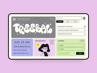 TREEBAL - Integrated Media Company career creative industry creative media dashboard design illustration job board job finder job portal landing page media media company ui uiux user interface web design