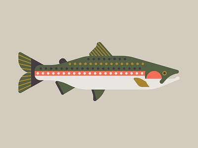 Steelhead design dots fin fish fishing illustration illustrator oregon pattern pink pnw salmon steelhead swim vector washington