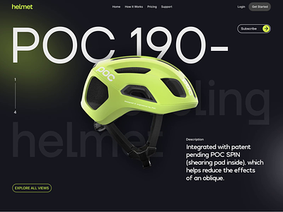 POC Cycling Helmet Concept afterglow animation ecommerce helmet landing page minimal product sell sport store website