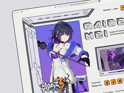 Honkai Impact 3 | Web Design anime design game herosection honkaiimpact landingpage raidenmei ui website