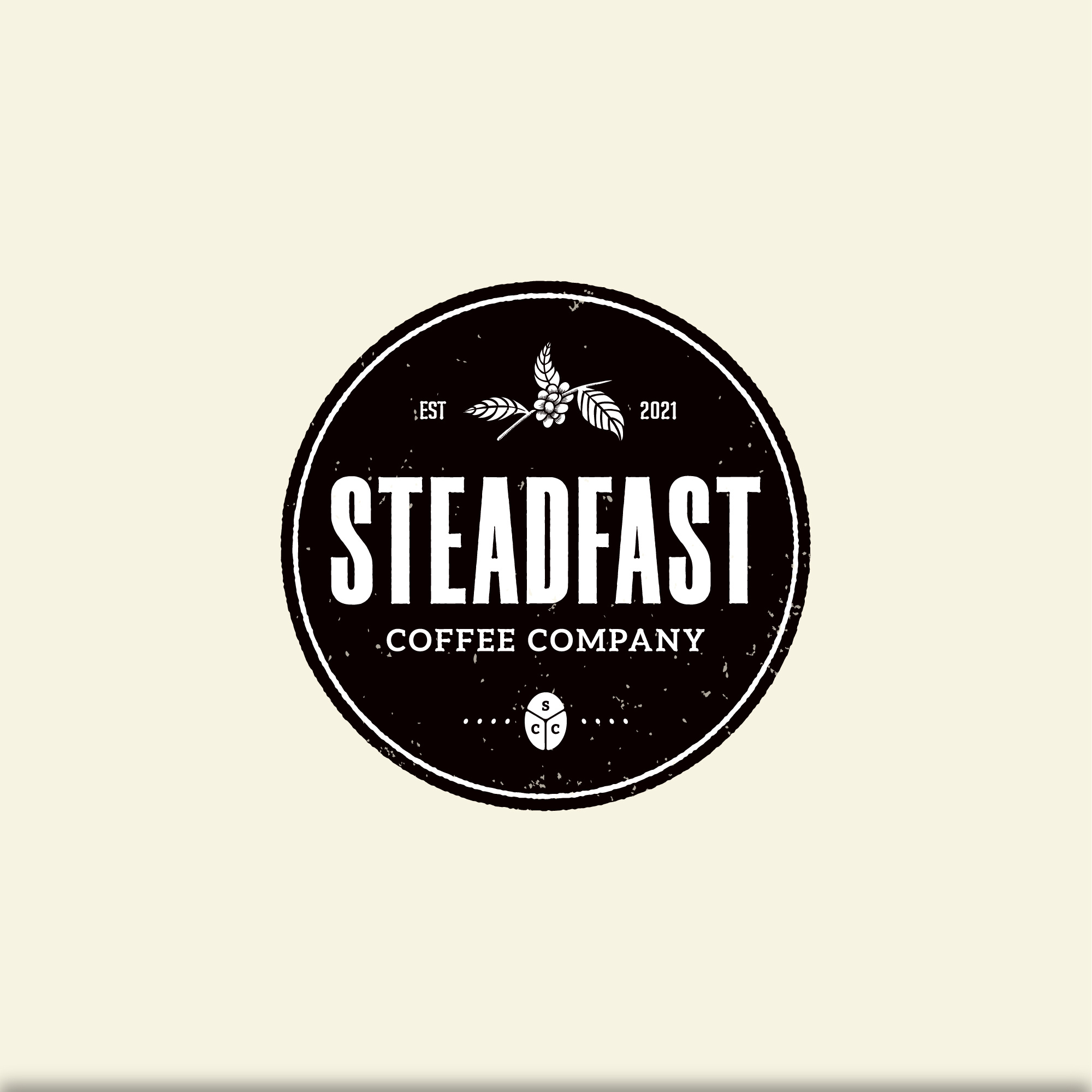 STEADFAST blackandwhite bold brand design brand identity branding bw classic classic logo coffee coffee bean coffee logo emblem emblem logo graphic design logo logos vector vintage vintage design vintage logo