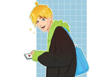 Cute guy in colors y2k. Vector illustration 2d character guy illustration vector y2k