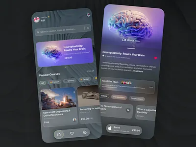 Learning marketplace with glassmorphism courses ecommerce glass glassmorphism learning learning market place marketplace neuroplasticity