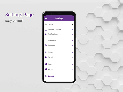 Daily UI #007 _Settings Page app app screens dailyui design graphic design typography ui uiux user experience ux