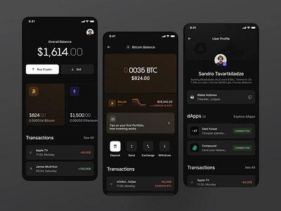 Crypto Wallet Dashboard, Token Details (Dark Theme) app chart clean crypto crypto dark theme crypto wallet dark theme design finance graph illustration logo minimal ndro nft sandro tavartkiladze tavdro ui wallet app web3