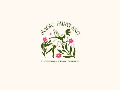 Magic Fairy Logo bird logo fairy logo floral logo garden logo graphic design illustration logo retro logo
