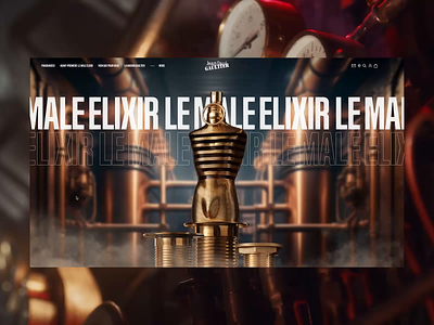 Jean Paul Gaultier ⏤ Le Male Elixir 3d ai animation bold flot noir interactive jean paul gaultier luxe motion parallax perfume scroll ui webdesign