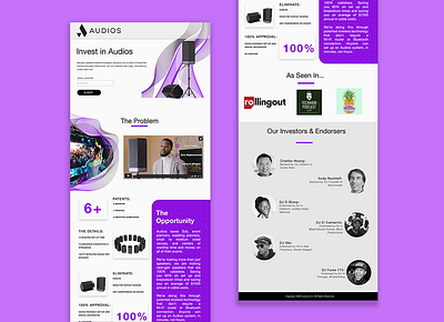 Audios Landing Page branding figma graphic design landing page sales page ui unbounce website design