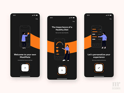 Food App On-Boarding - Daily UI 023 app design diet dribbble food app illustration interaction design ios meal mobile app motion design on boarding plan splash screen ui undraw user friendly ux vector welcome