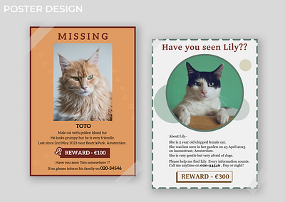 Poster Design- Missing cat - Toto and Lily app branding design figma graphic graphic design idea illustration logo missing pet poster sketch ui vector webdesign