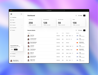 Dashboard Templates for Data-Driven Decision Making 📊🎯 clean components cta data figma fluid insights instances interface kit light mode modern notification saas sidebar stats table theme ui