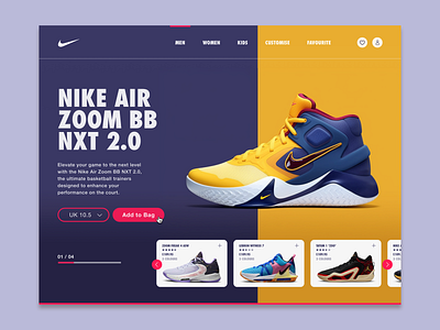 Nike™ | Basketball Portal Website basketball design ecommerce homepage interface nike purple sport trainers ui ux web website yellow
