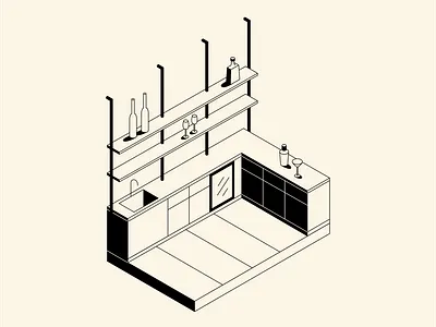 Bar design high contrast illustration isometric minimal