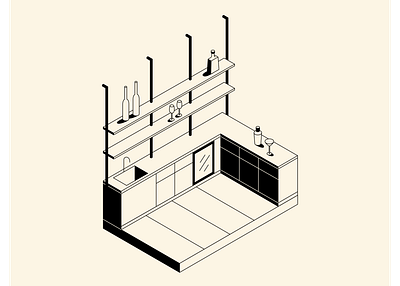 Bar design high contrast illustration isometric minimal