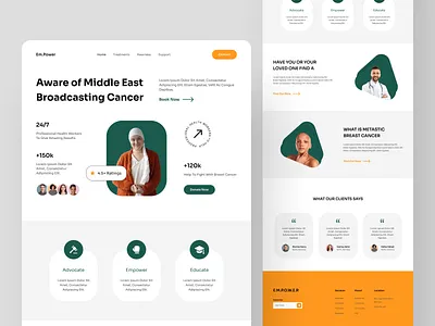 Cancer awarness landing page/ Medical landing page breast canccer cancer design designer human design landingpage landingpage design medical landing page ui ui design uxdesign web design